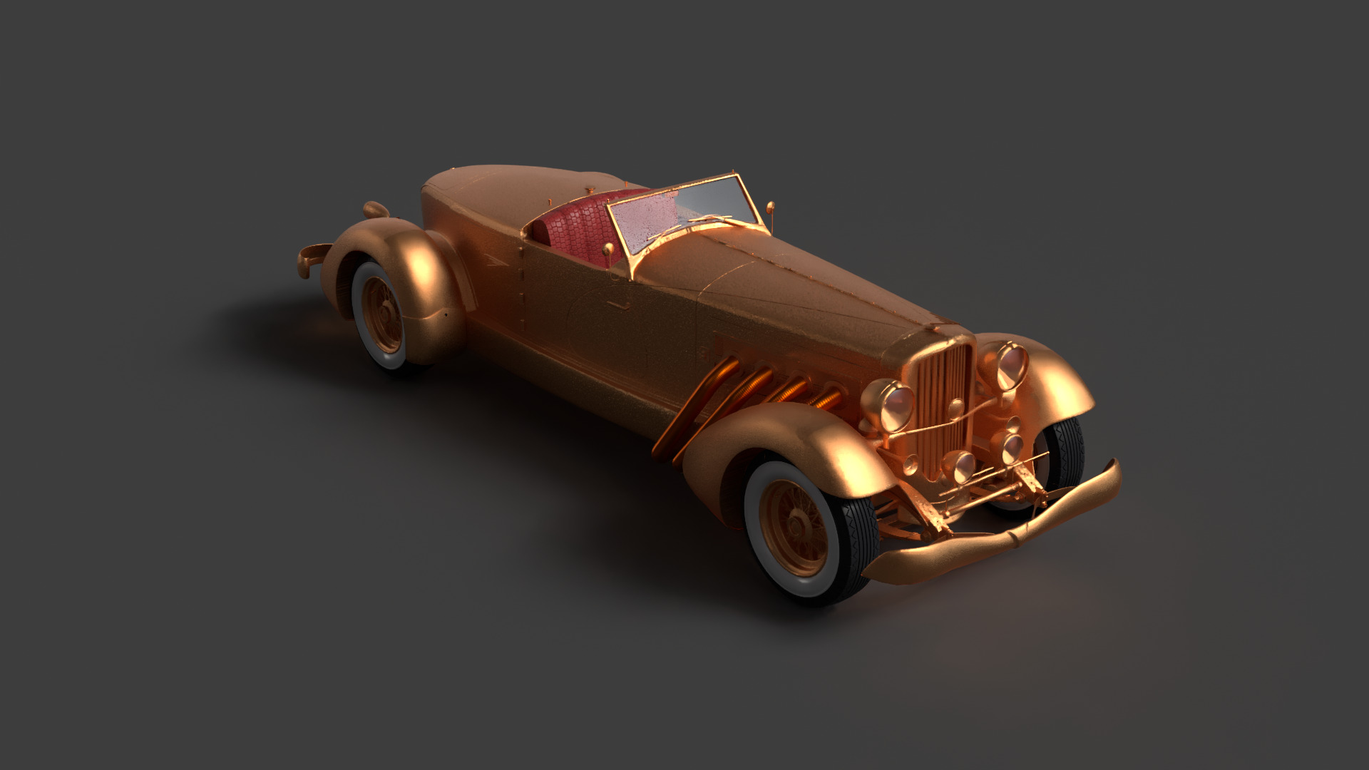 Golden vintage car 3D model_4