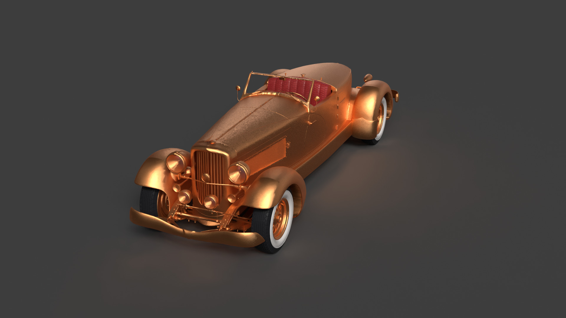 Golden vintage car 3D model_3