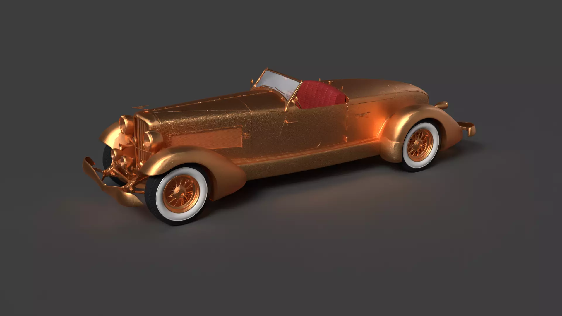 Golden vintage car 3D model_0