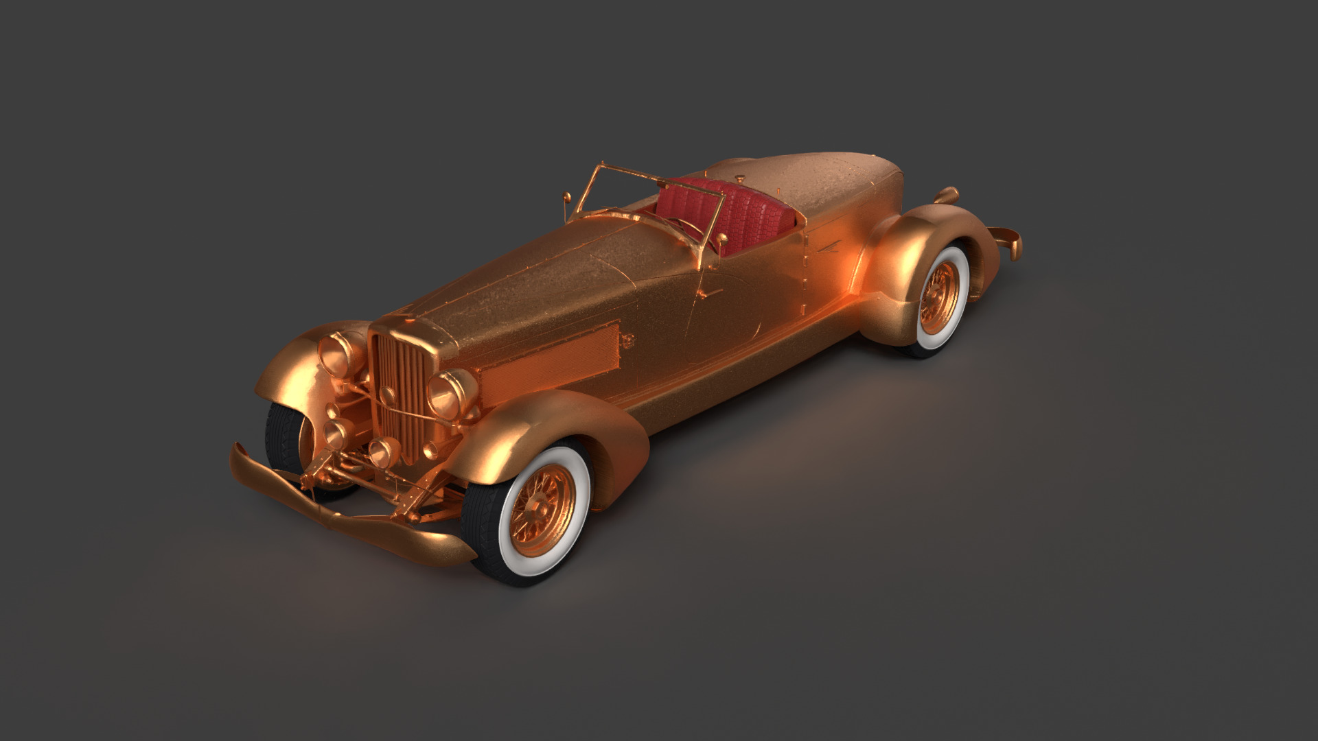 Golden vintage car 3D model_2