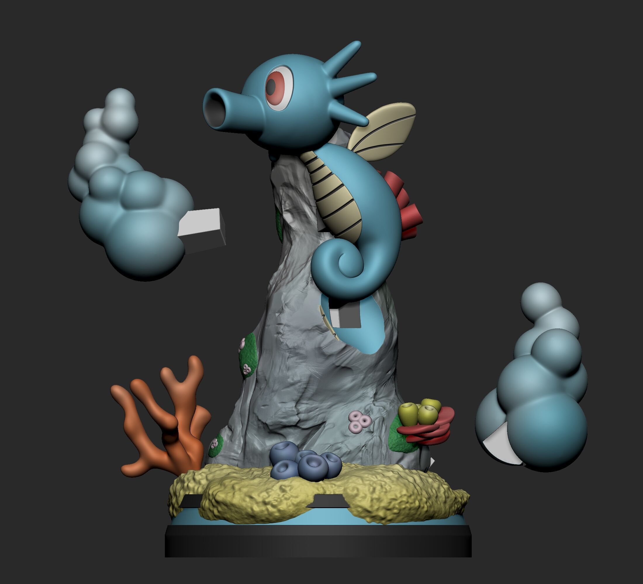 Pokemon - Horsea Seadra and Kingdra Figure 3D print model_6