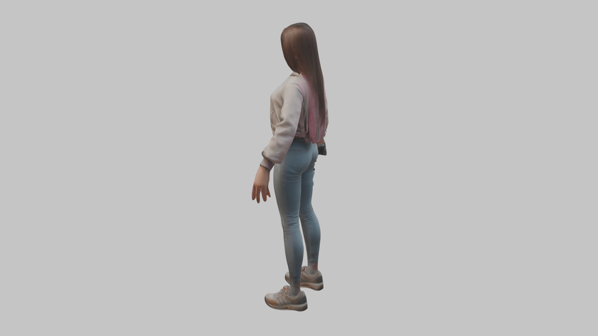 Female Character Model Low-poly 3D model_3