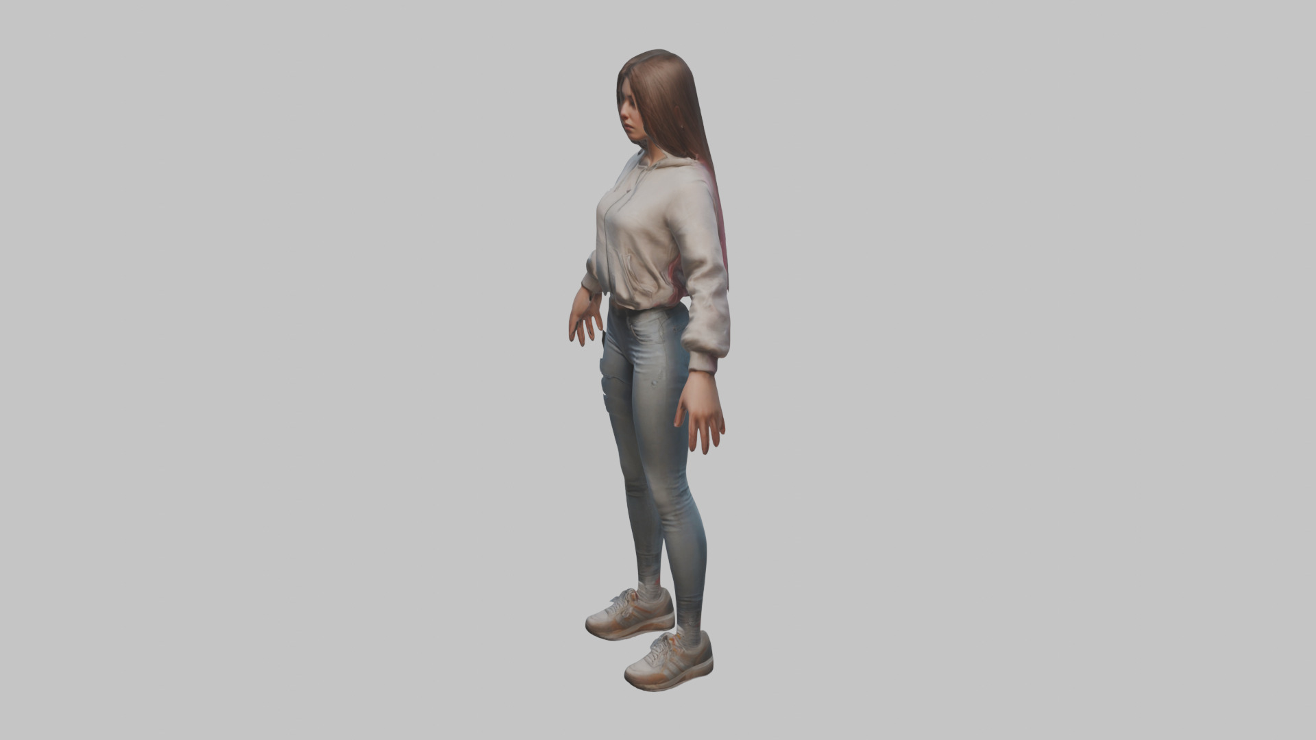 Female Character Model Low-poly 3D model_5