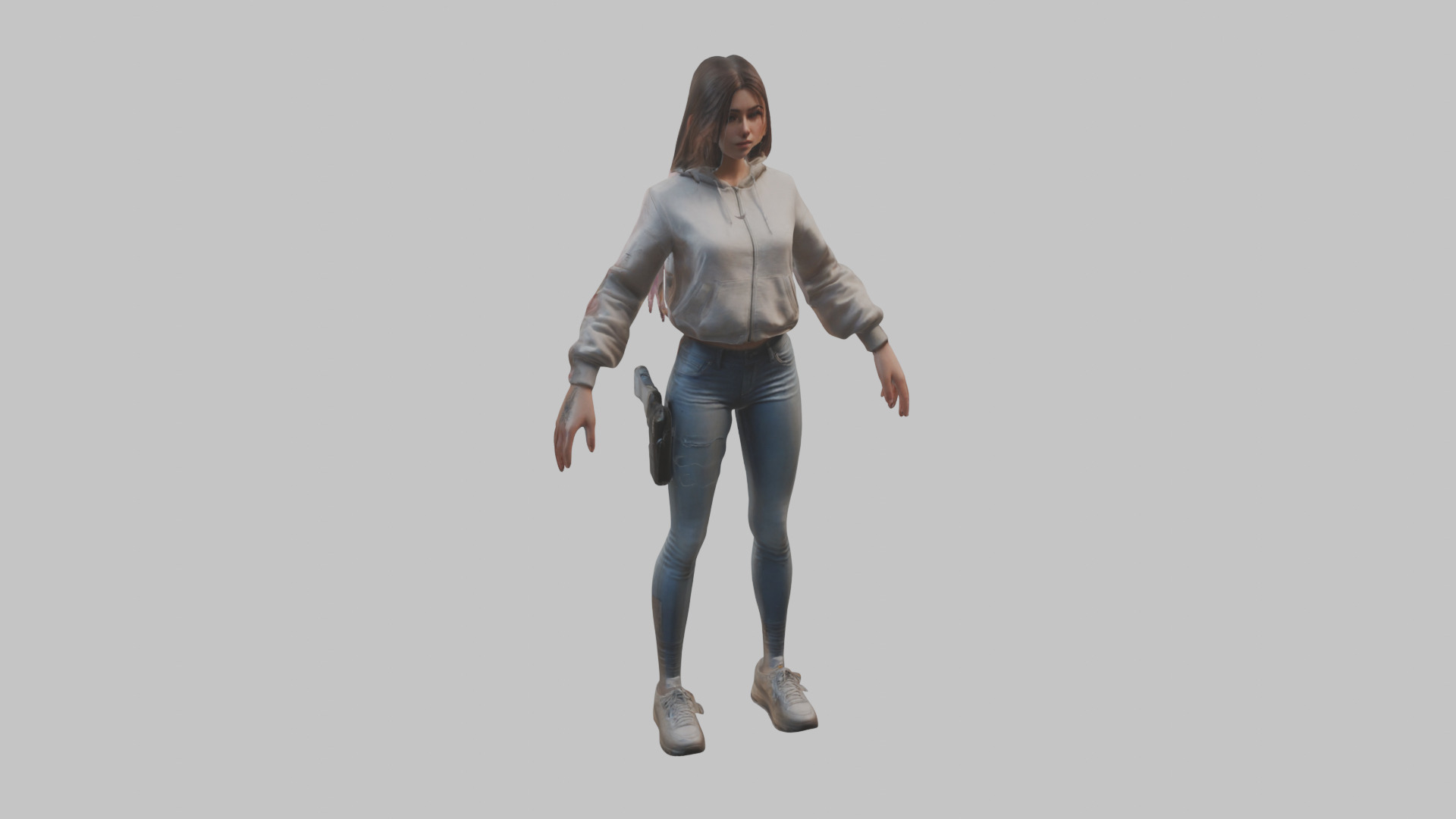 Female Character Model Low-poly 3D model_8
