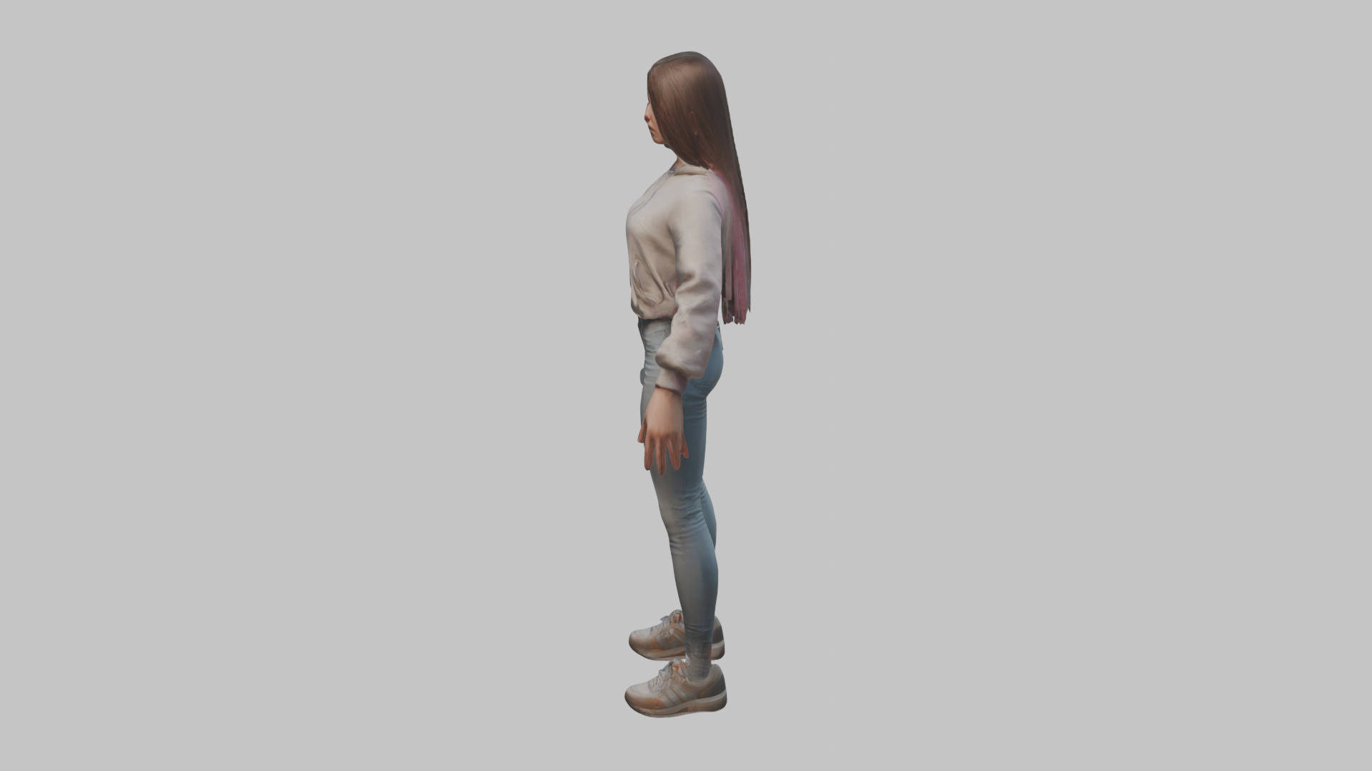 Female Character Model Low-poly 3D model_4