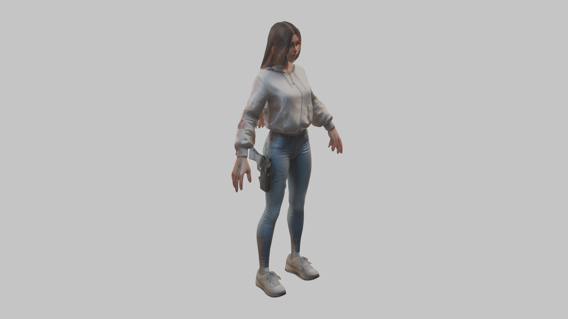 Female Character Model Low-poly 3D model_9