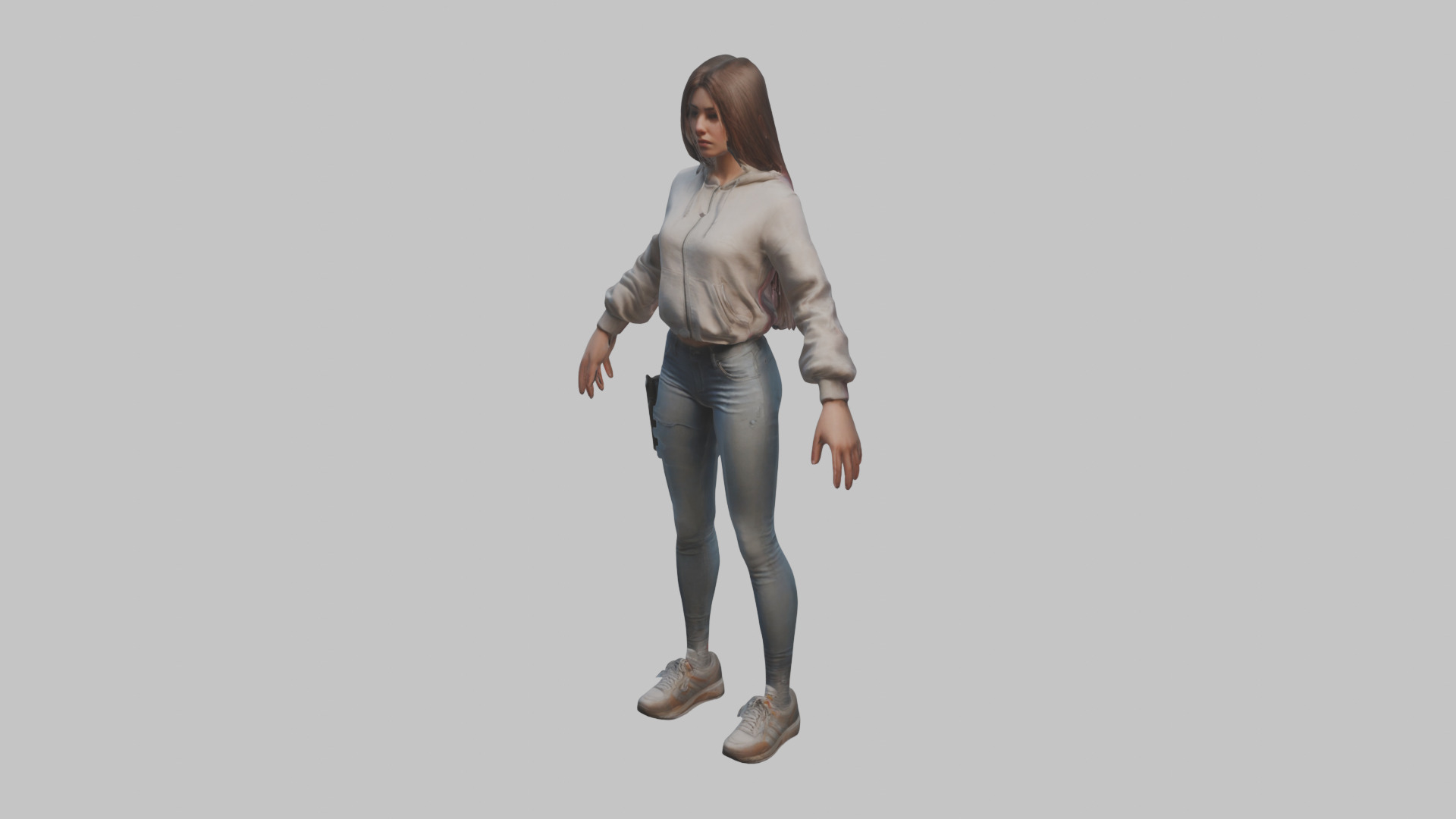 Female Character Model Low-poly 3D model_6