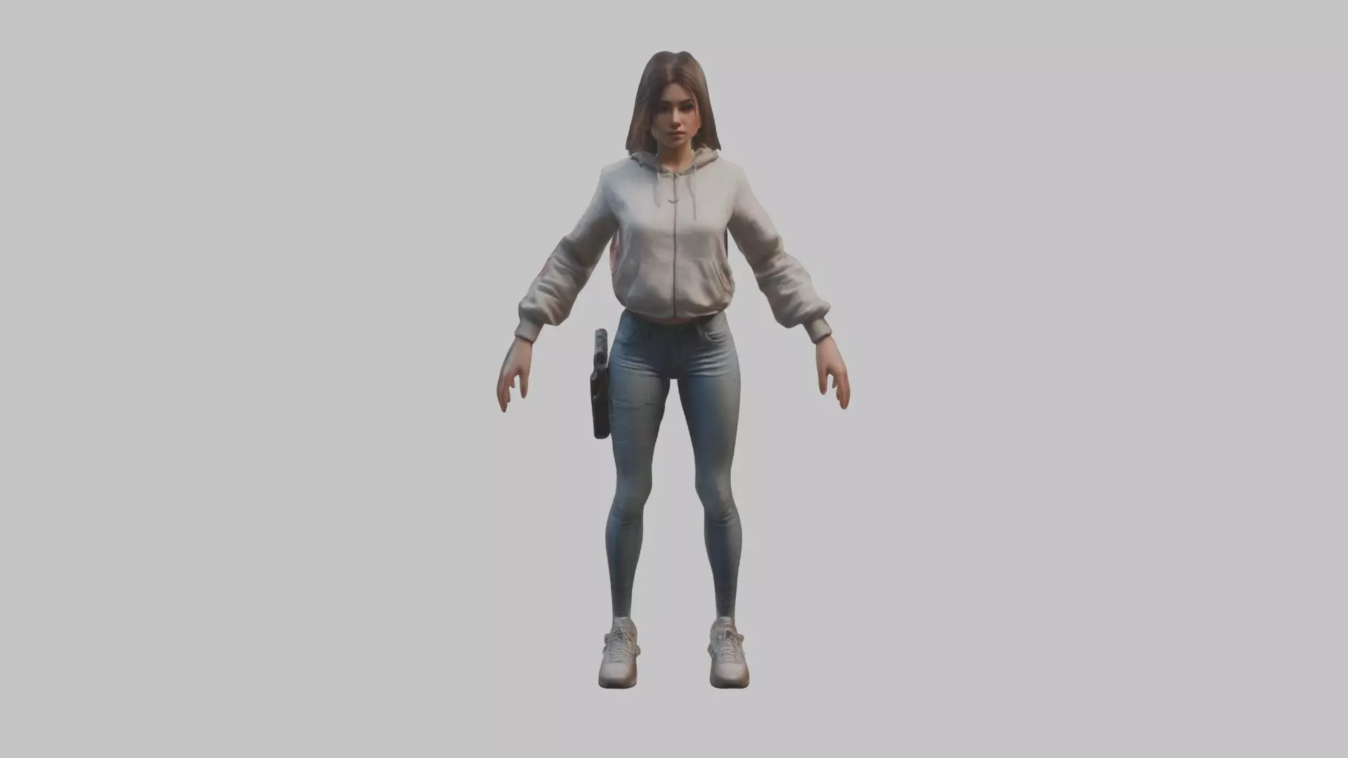 Female Character Model Low-poly 3D model_0