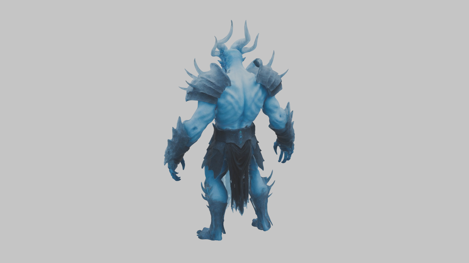 Ice Demon character Low-poly 3D model_1
