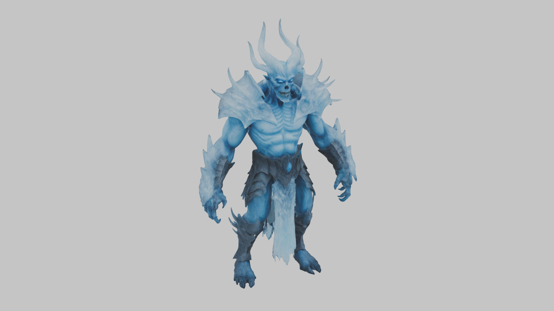 Ice Demon character Low-poly 3D model_7