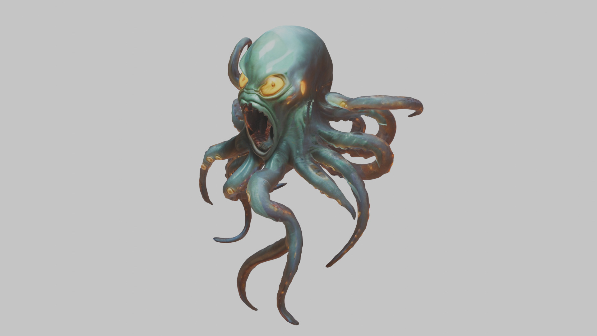 Stone Head with Open Mouth Low-poly 3D model_6