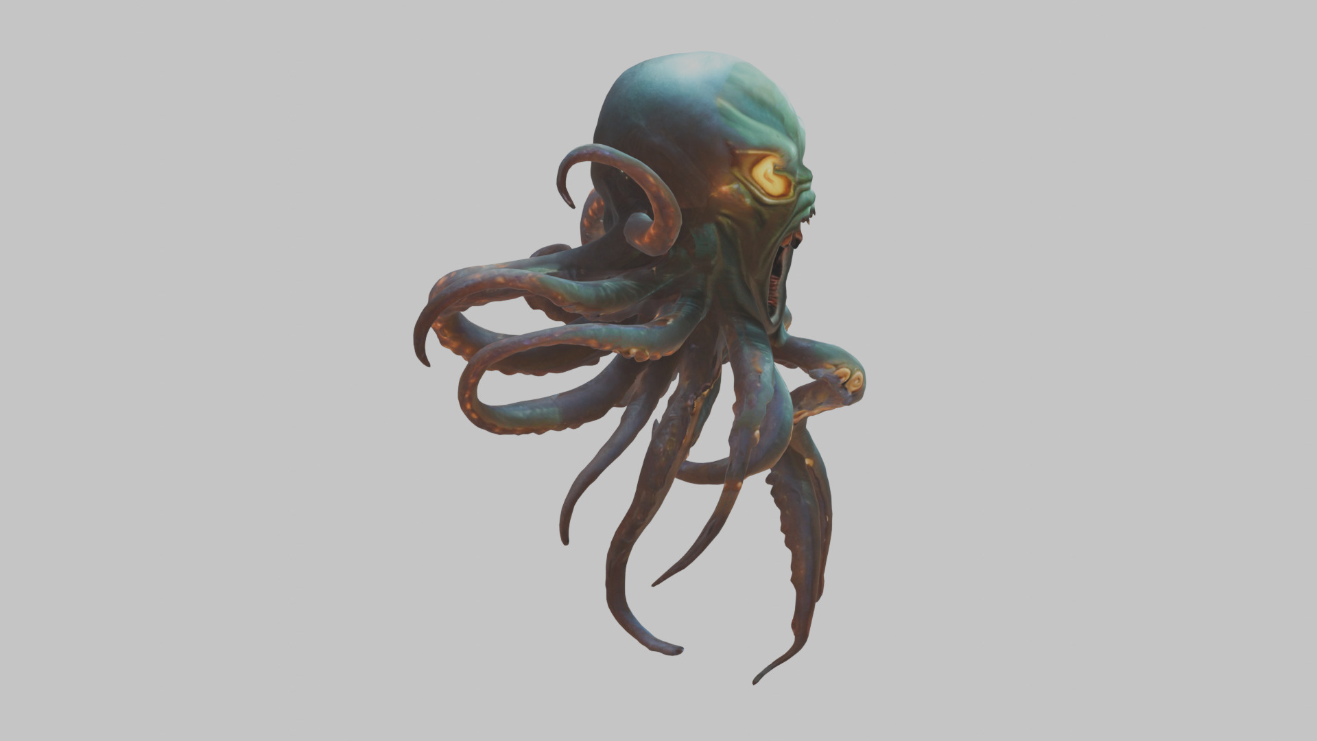 Stone Head with Open Mouth Low-poly 3D model_10