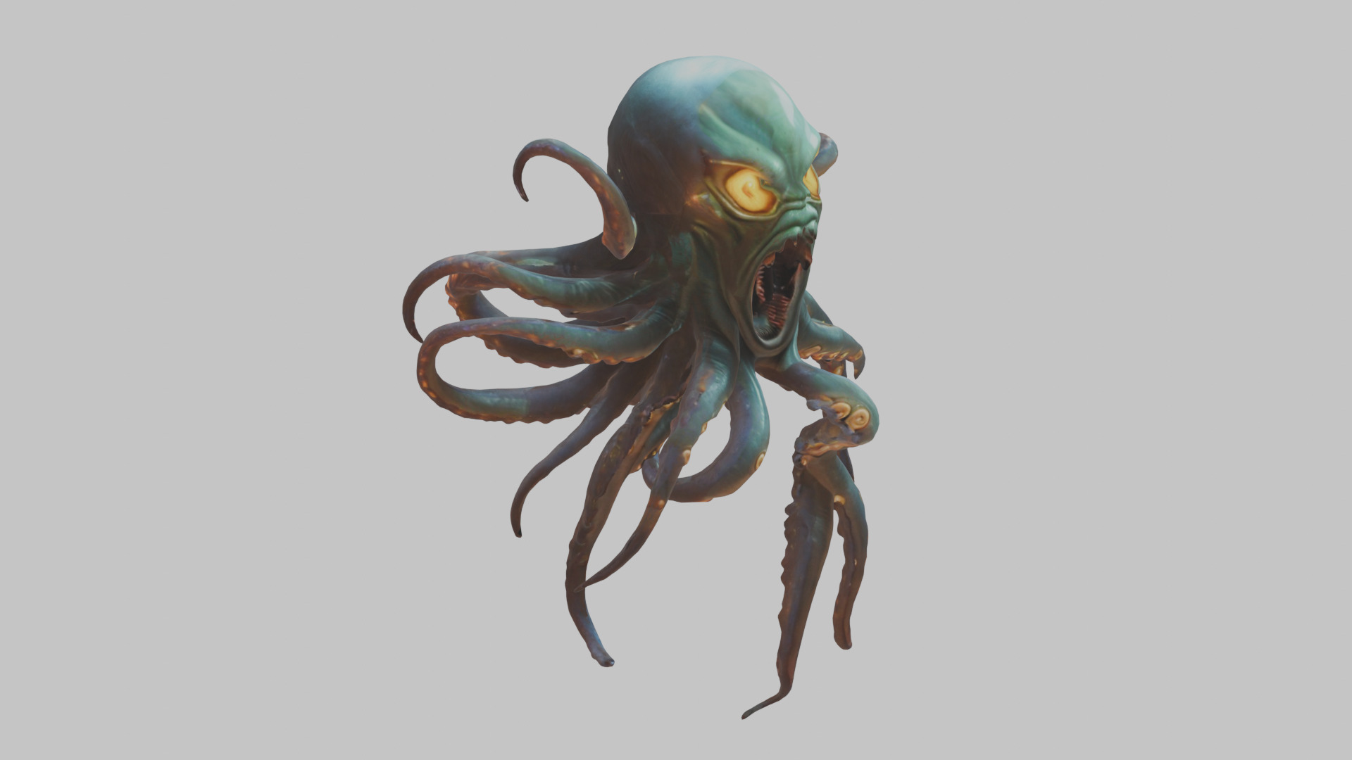 Stone Head with Open Mouth Low-poly 3D model_9