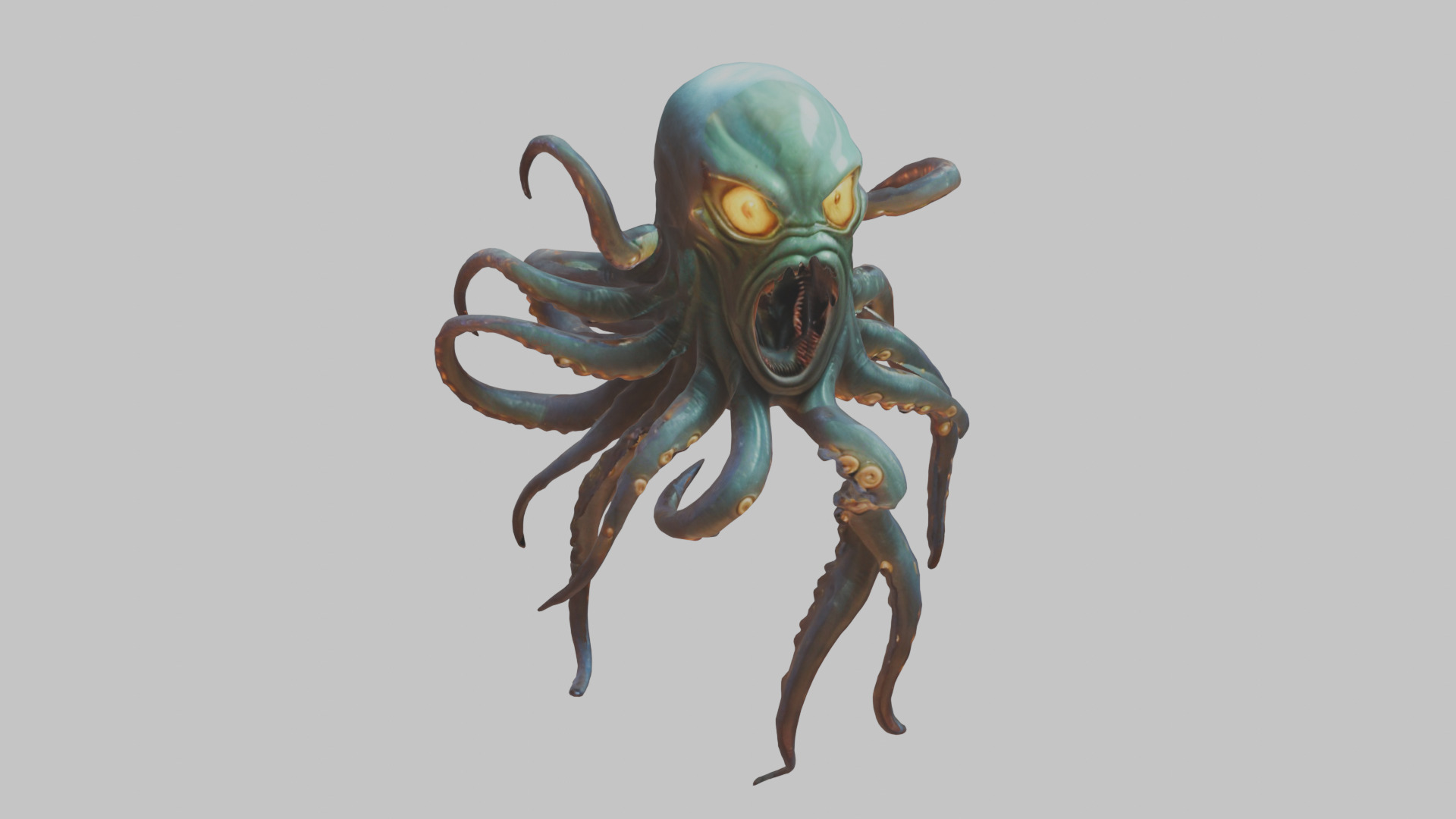 Stone Head with Open Mouth Low-poly 3D model_8