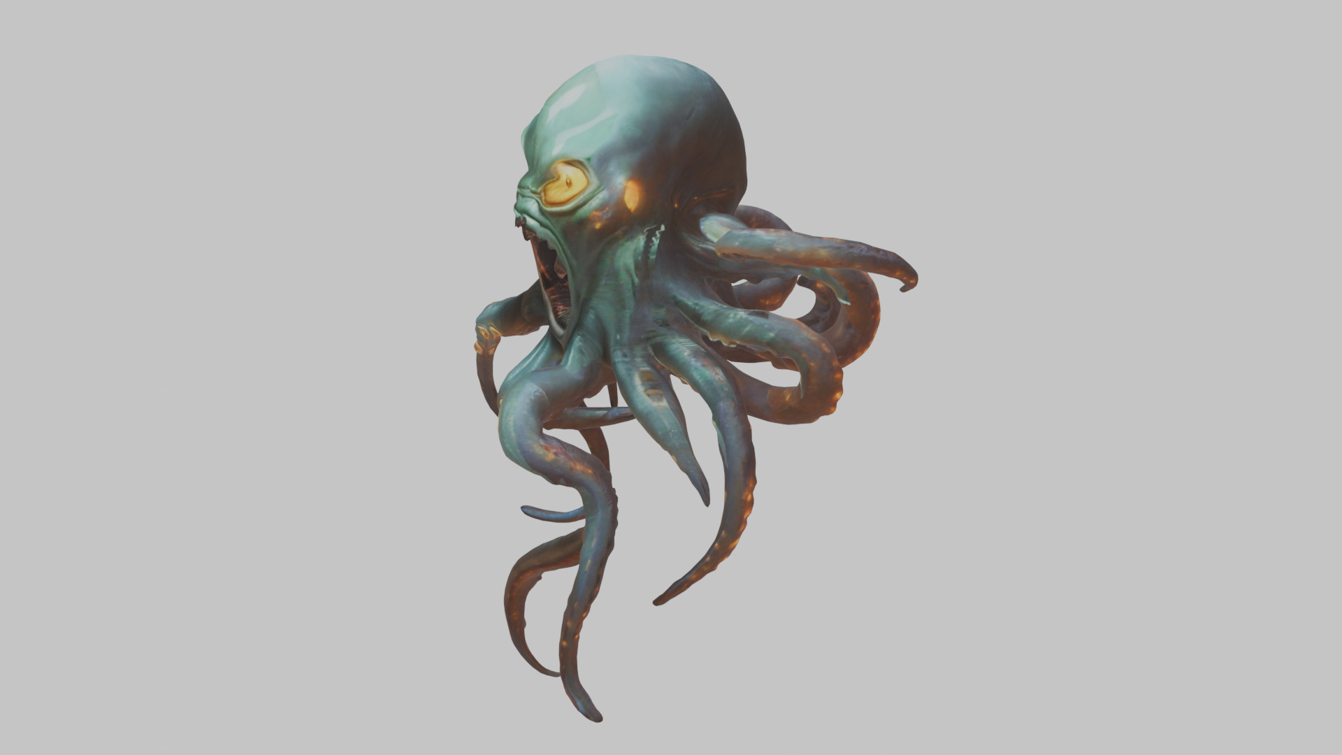 Stone Head with Open Mouth Low-poly 3D model_5