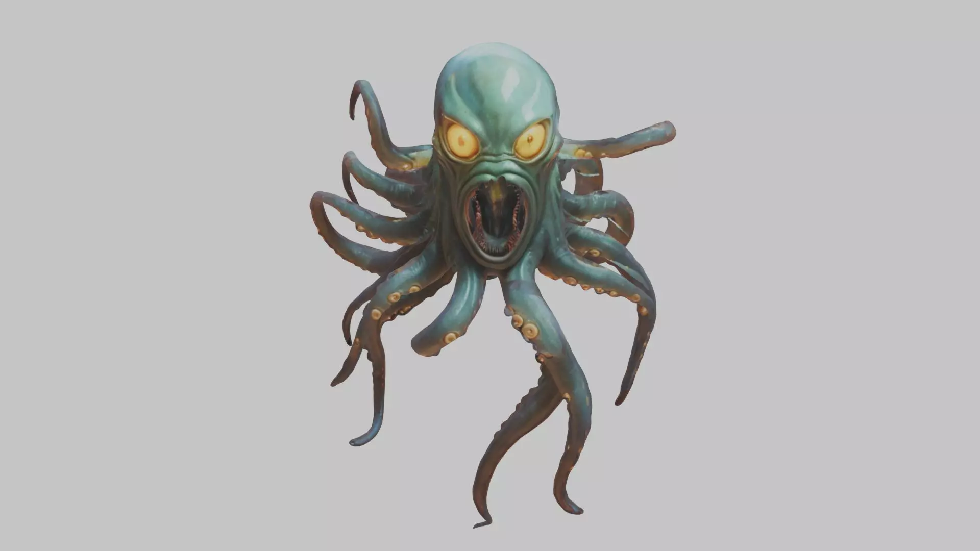 Stone Head with Open Mouth Low-poly 3D model_0