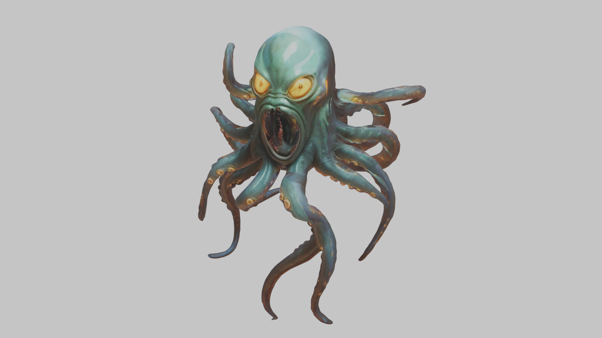 Stone Head with Open Mouth Low-poly 3D model_7