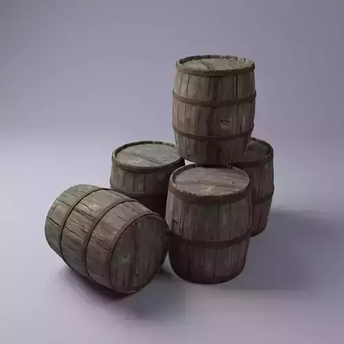 Wooden barrel Low-poly 3D model