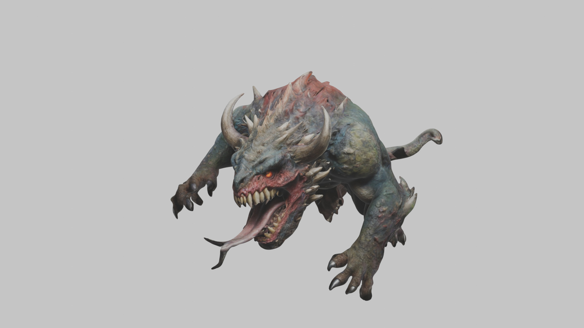 Dark Fantasy Reptile Master Monster Creature Low-poly 3D model_7