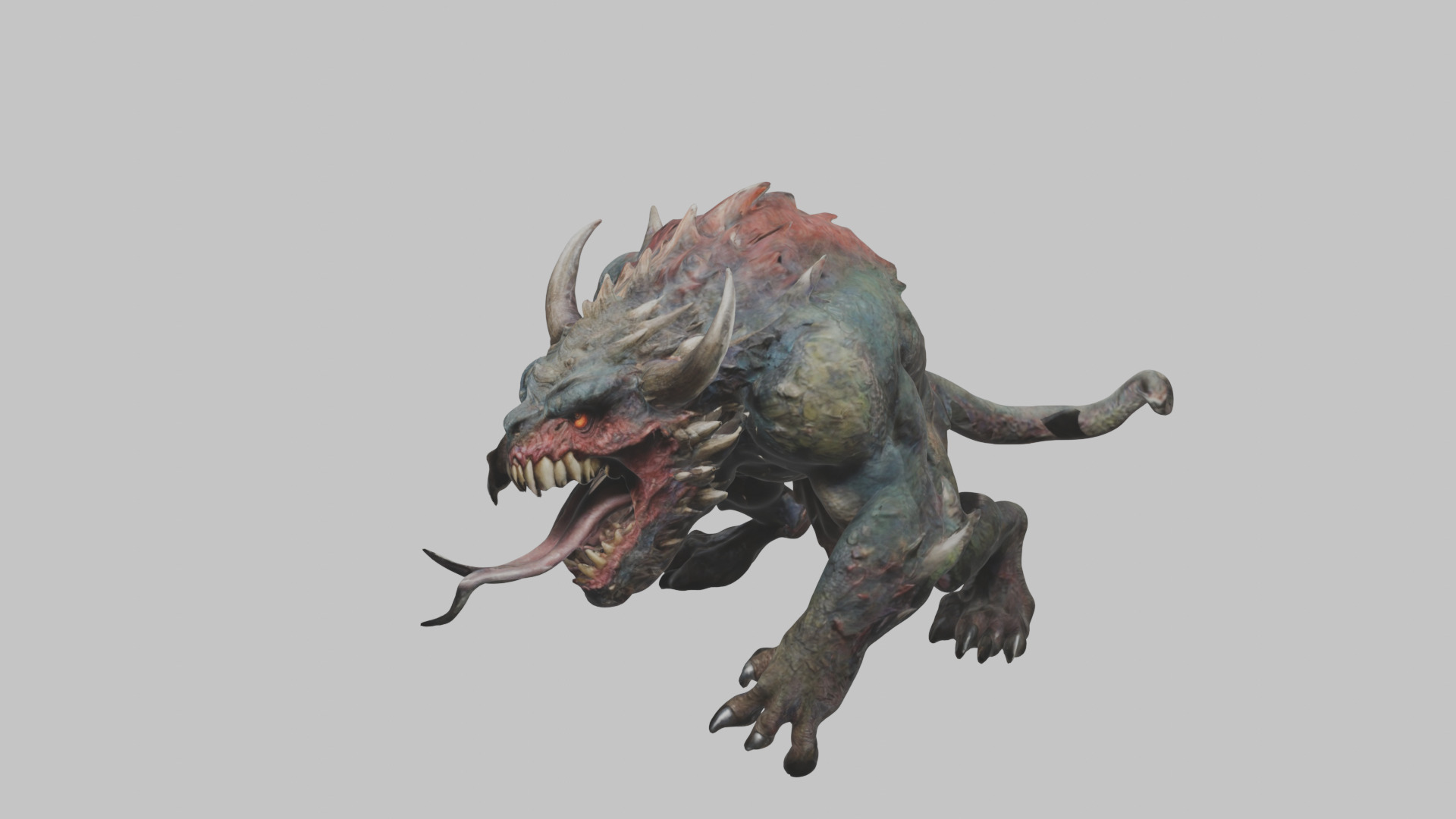 Dark Fantasy Reptile Master Monster Creature Low-poly 3D model_6
