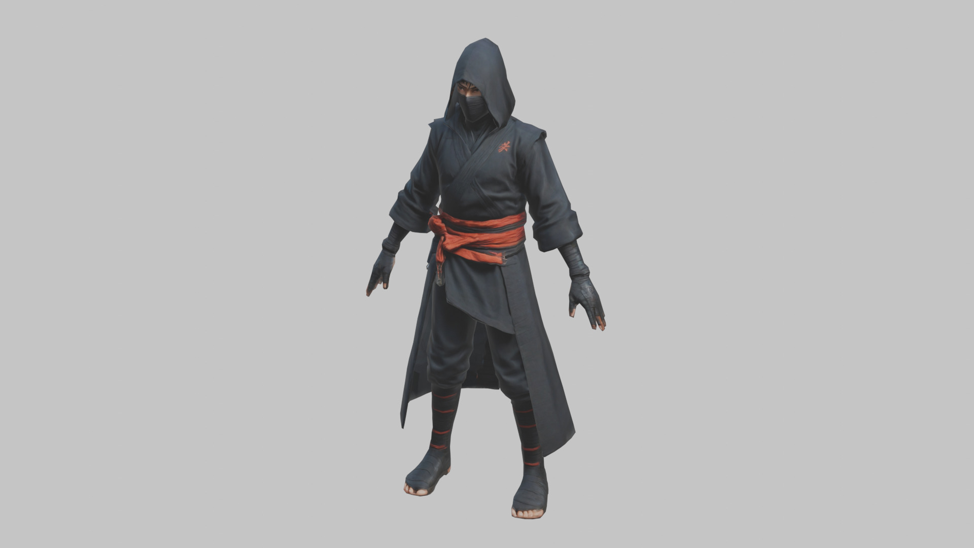 Anime Ninja T Pose Character Low-poly 3D model_7