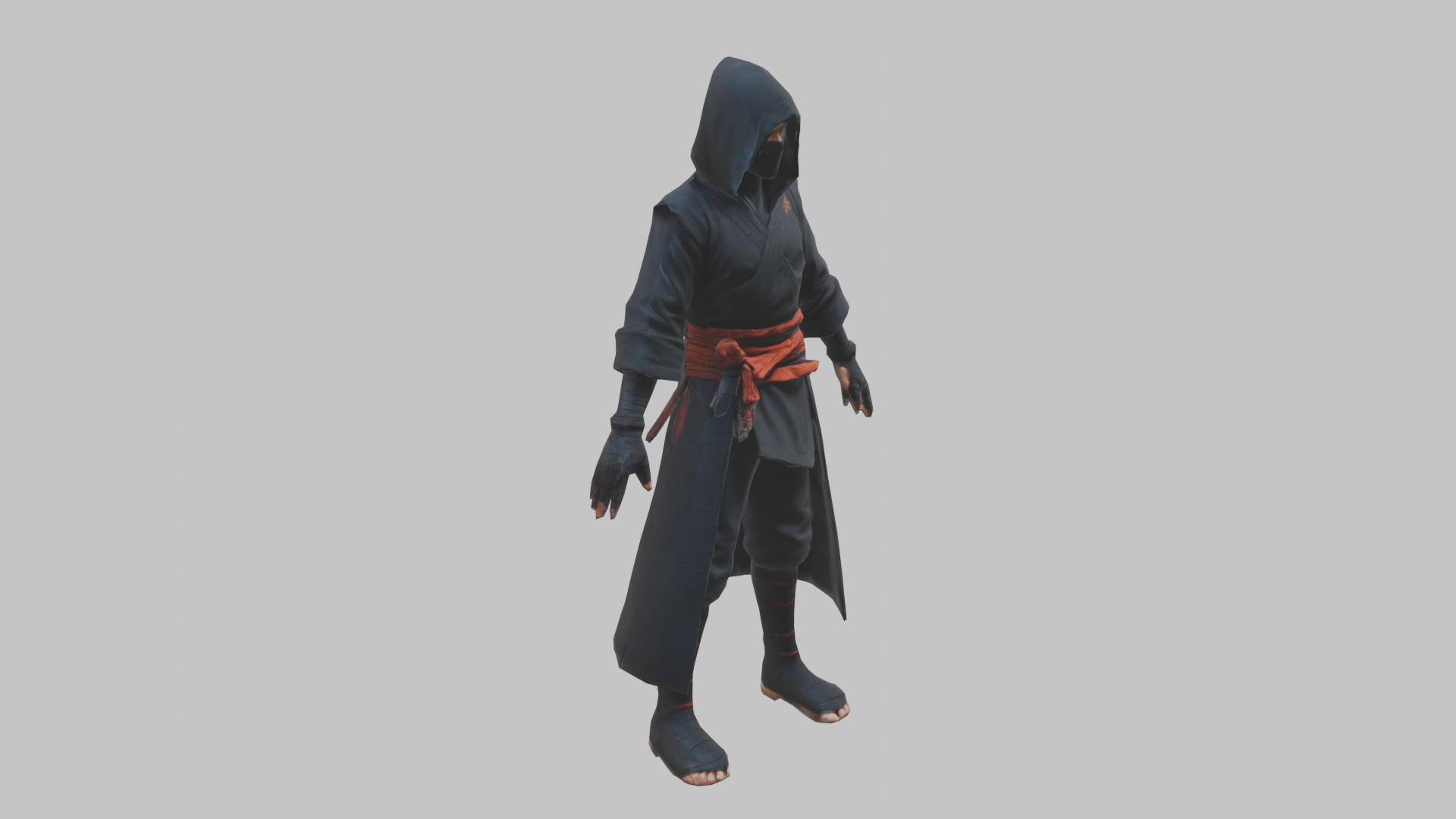 Anime Ninja T Pose Character Low-poly 3D model_9