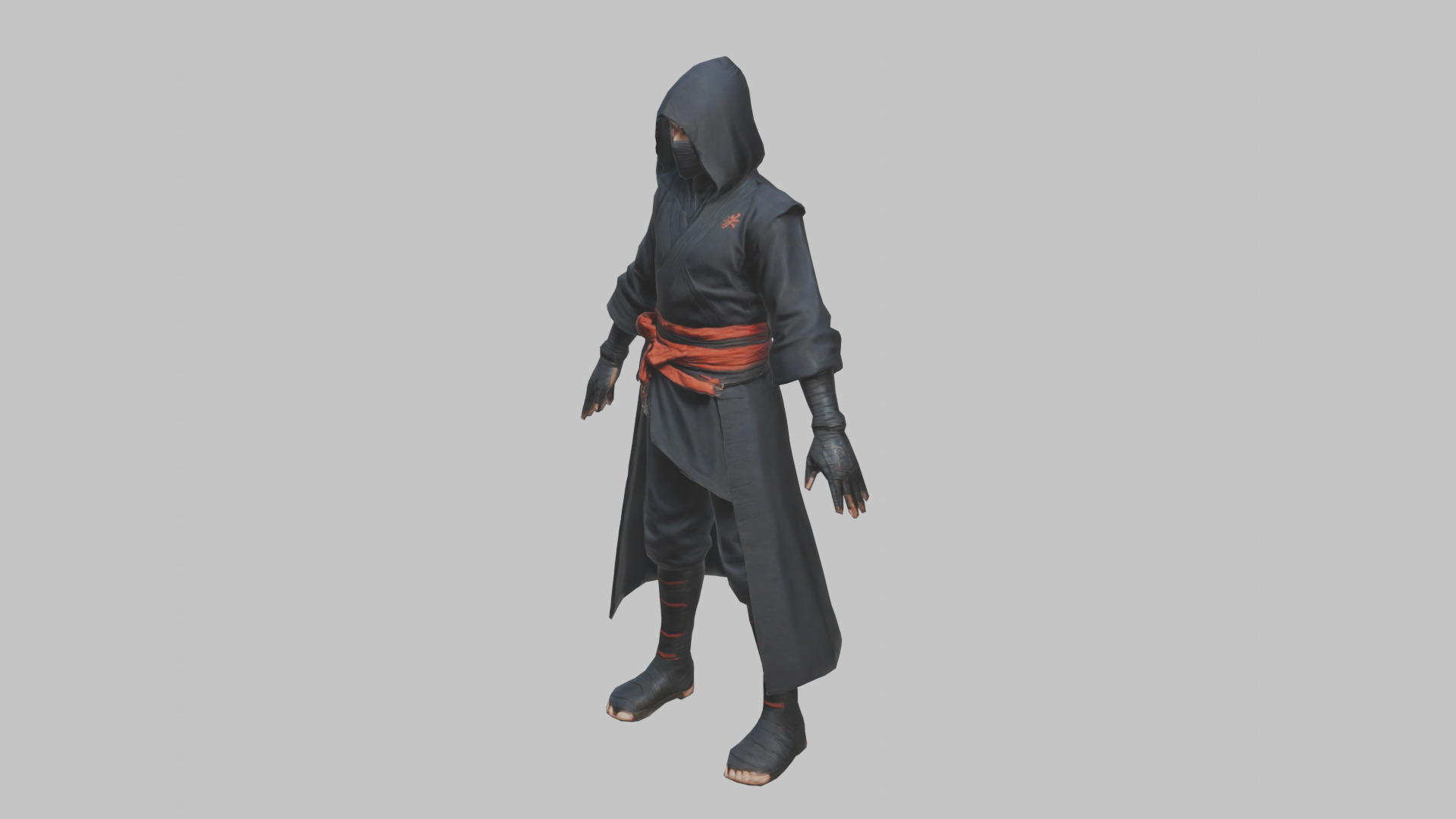 Anime Ninja T Pose Character Low-poly 3D model_6