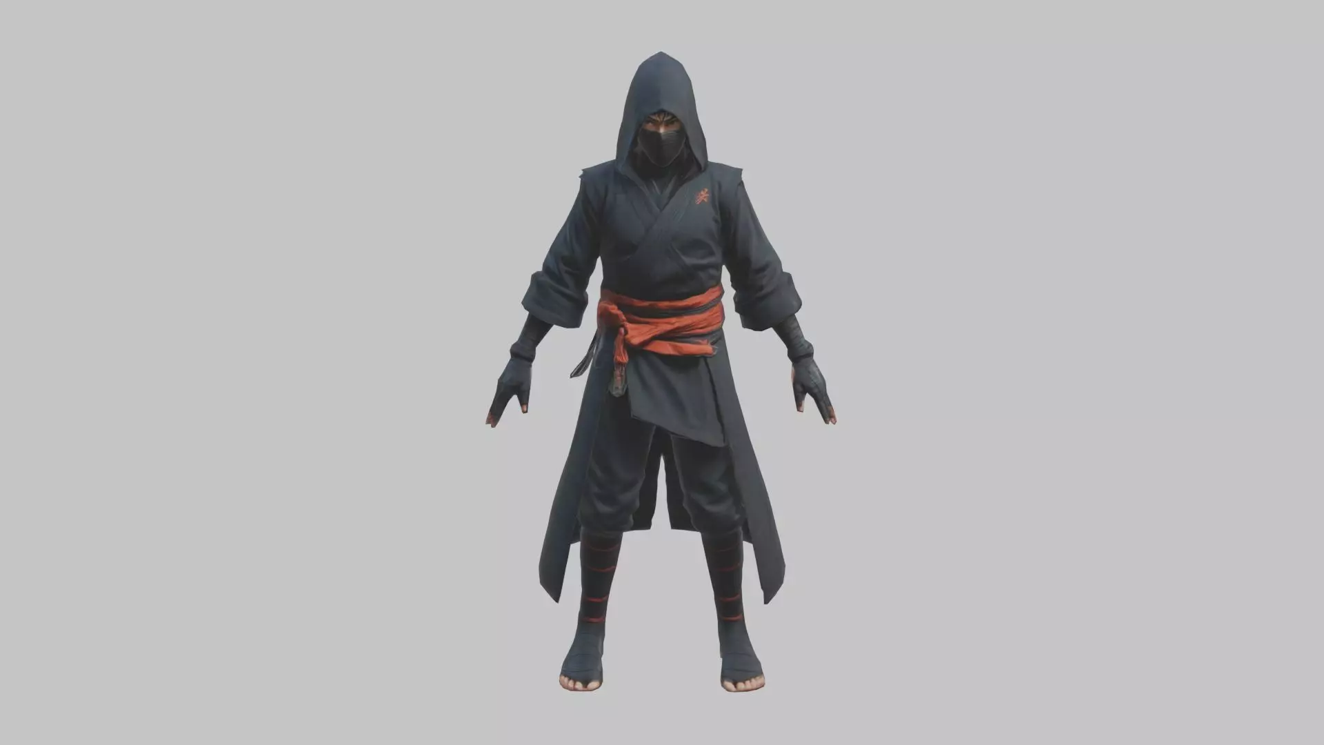 Anime Ninja T Pose Character Low-poly 3D model_0