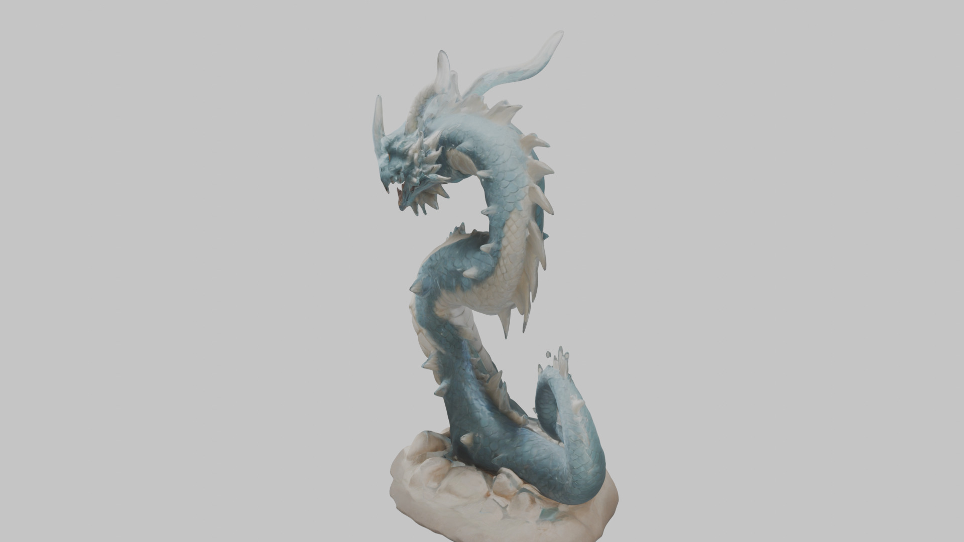 Blue Dragon Figure Low-poly 3D model_3