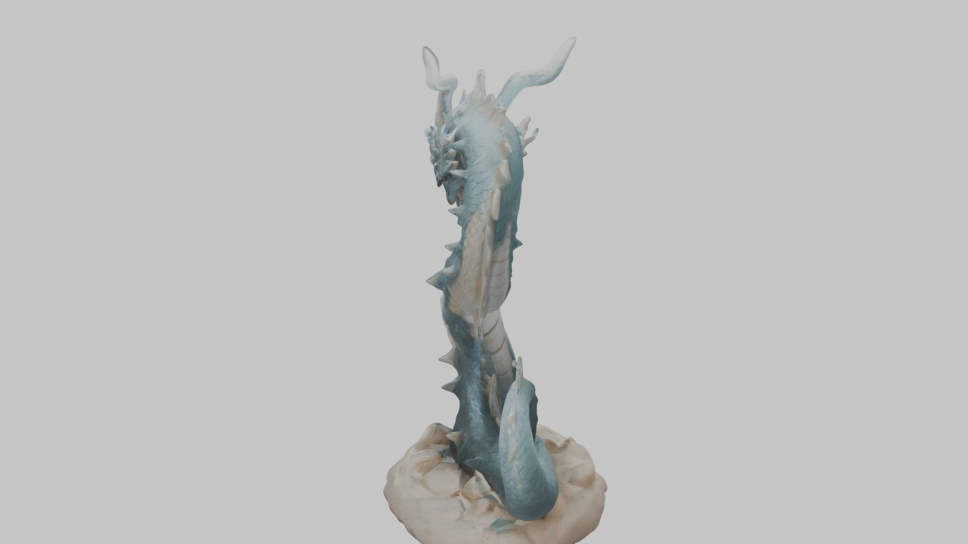 Blue Dragon Figure Low-poly 3D model_2