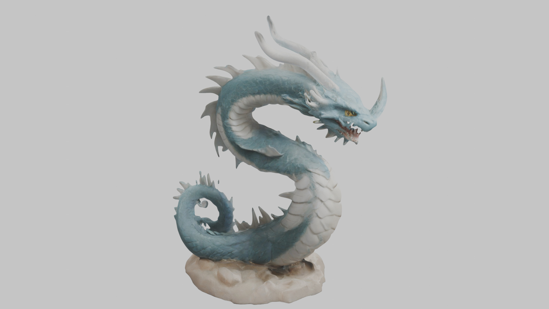 Blue Dragon Figure Low-poly 3D model_11
