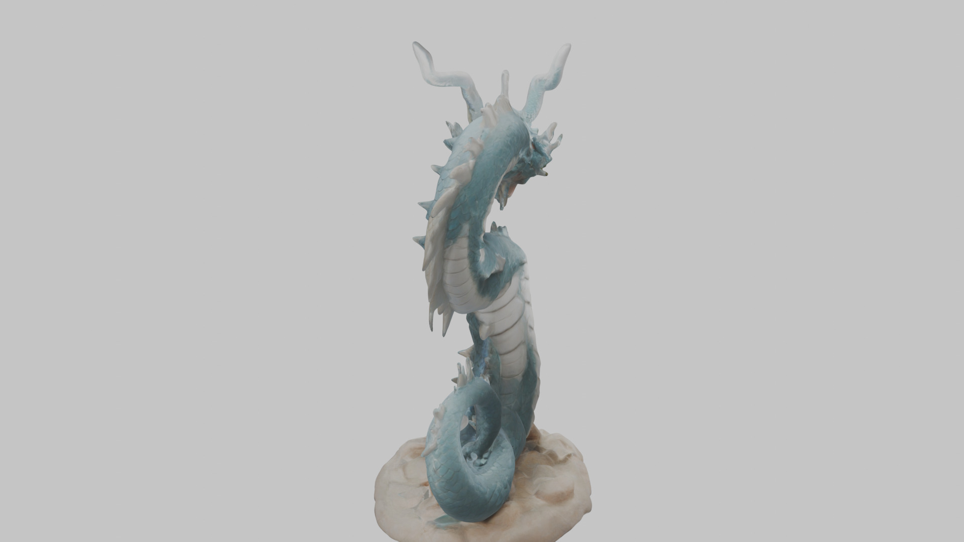 Blue Dragon Figure Low-poly 3D model_15