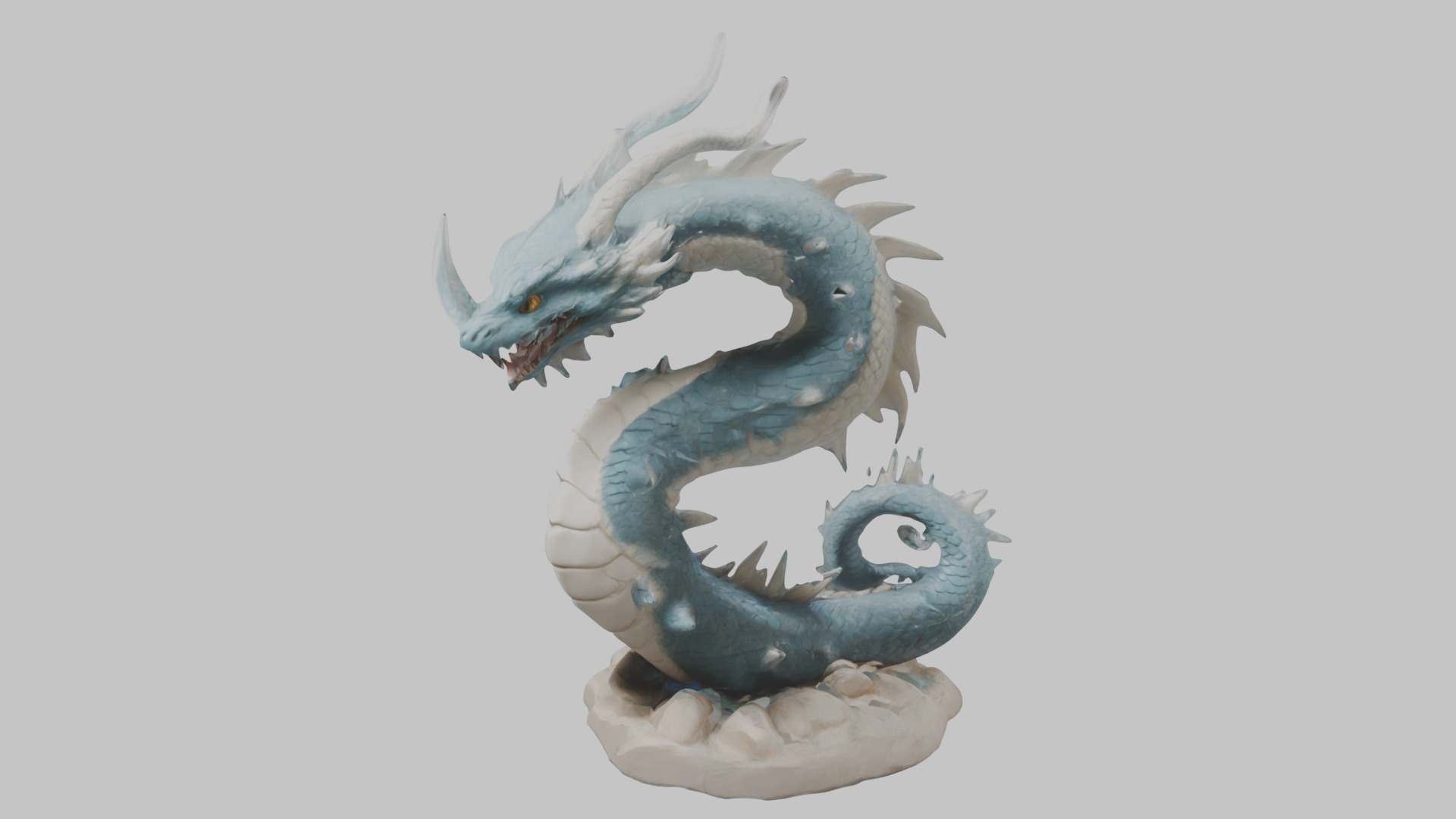 Blue Dragon Figure Low-poly 3D model_6