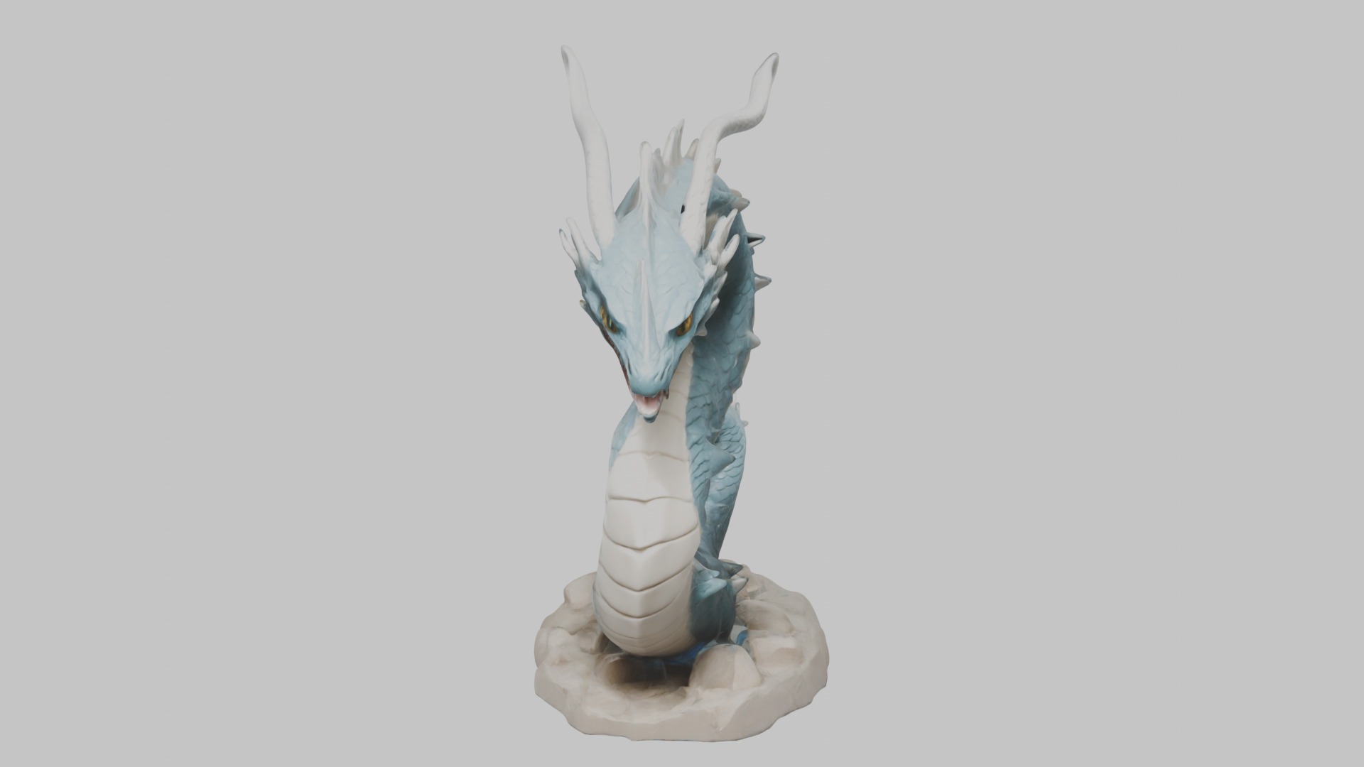 Blue Dragon Figure Low-poly 3D model_1