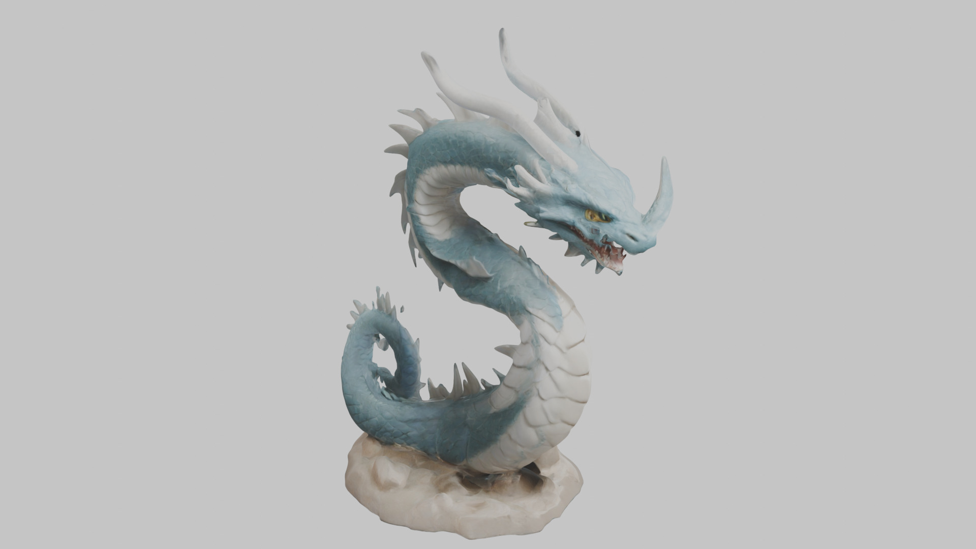 Blue Dragon Figure Low-poly 3D model_10