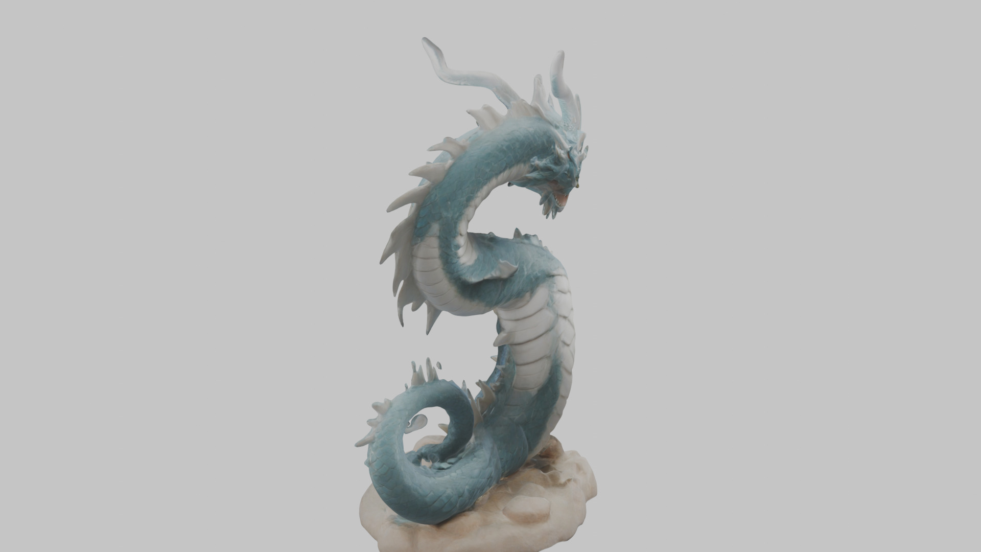 Blue Dragon Figure Low-poly 3D model_14