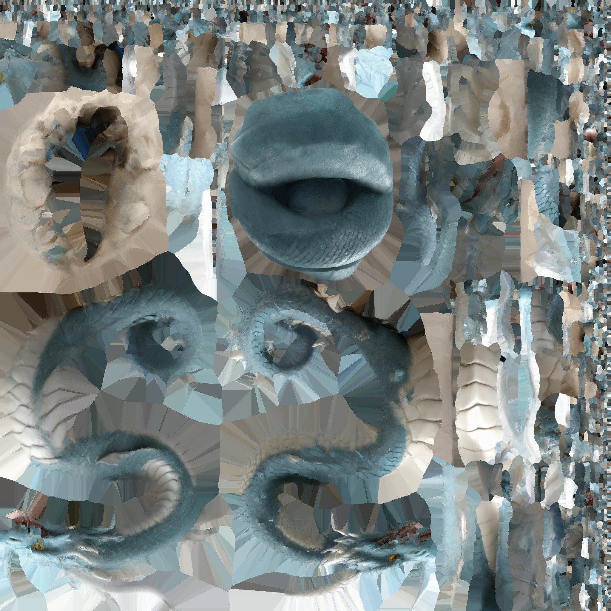 Blue Dragon Figure Low-poly 3D model_16