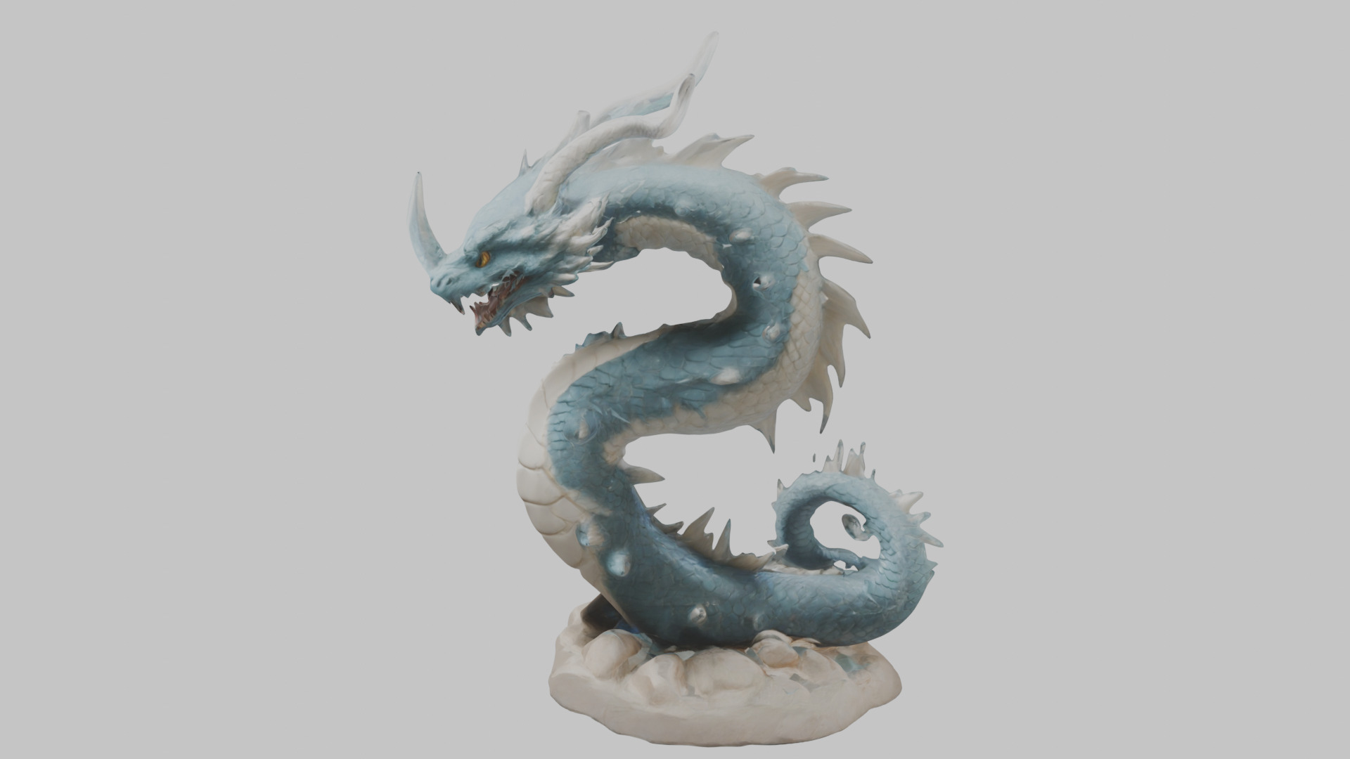 Blue Dragon Figure Low-poly 3D model_5