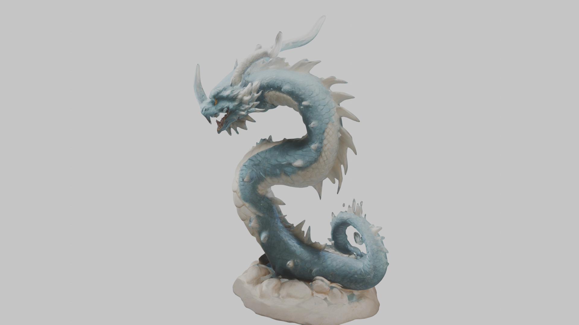 Blue Dragon Figure Low-poly 3D model_4
