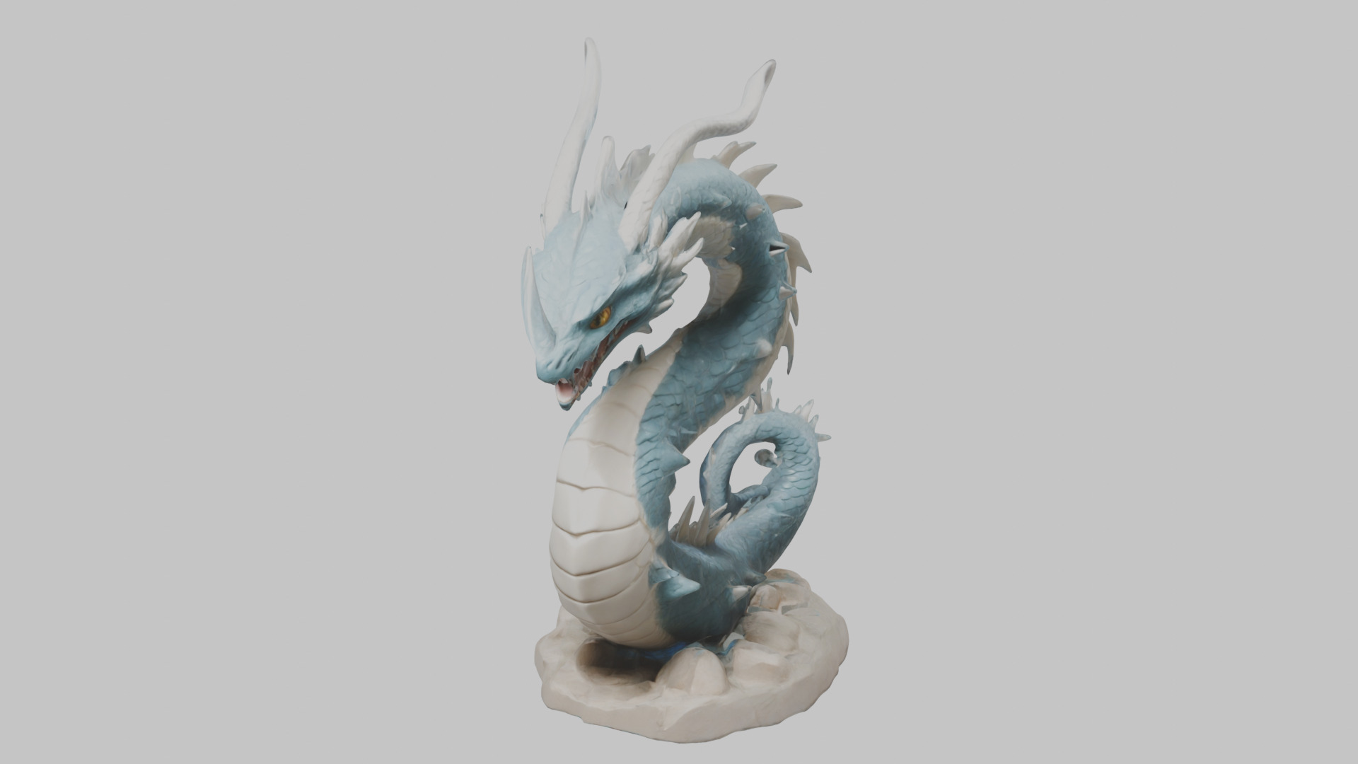Blue Dragon Figure Low-poly 3D model_7