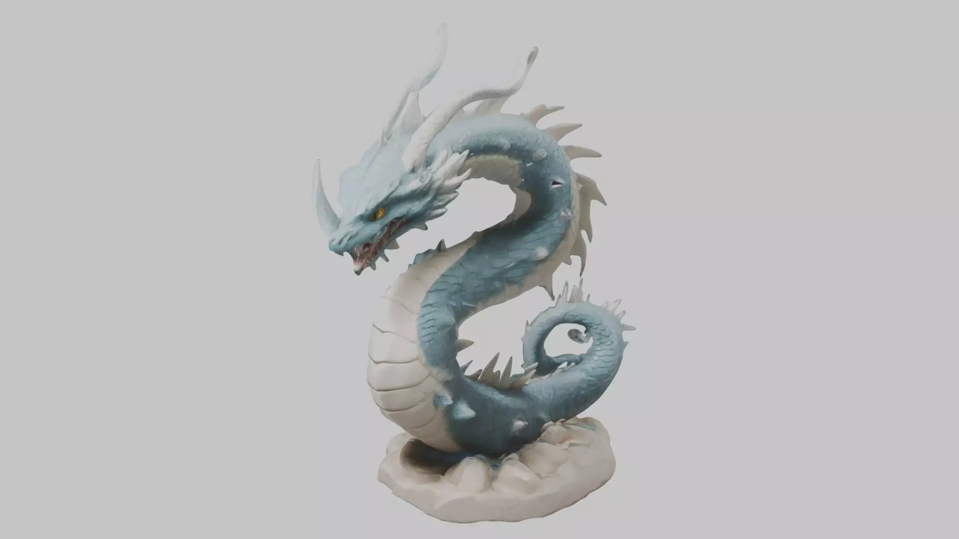 Blue Dragon Figure Low-poly 3D model_0