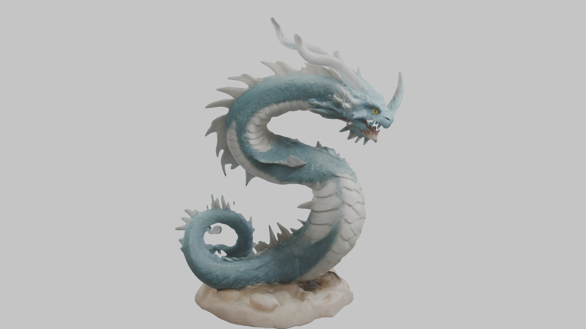 Blue Dragon Figure Low-poly 3D model_12