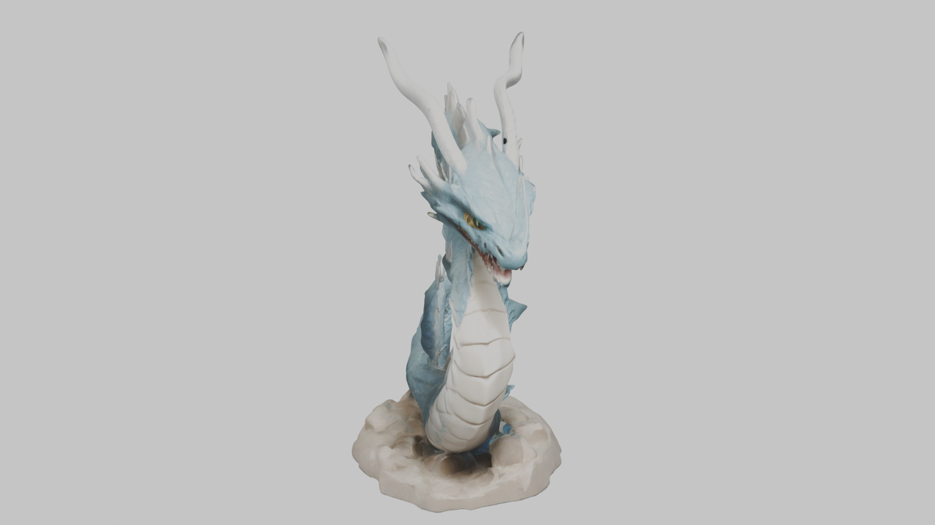 Blue Dragon Figure Low-poly 3D model_8