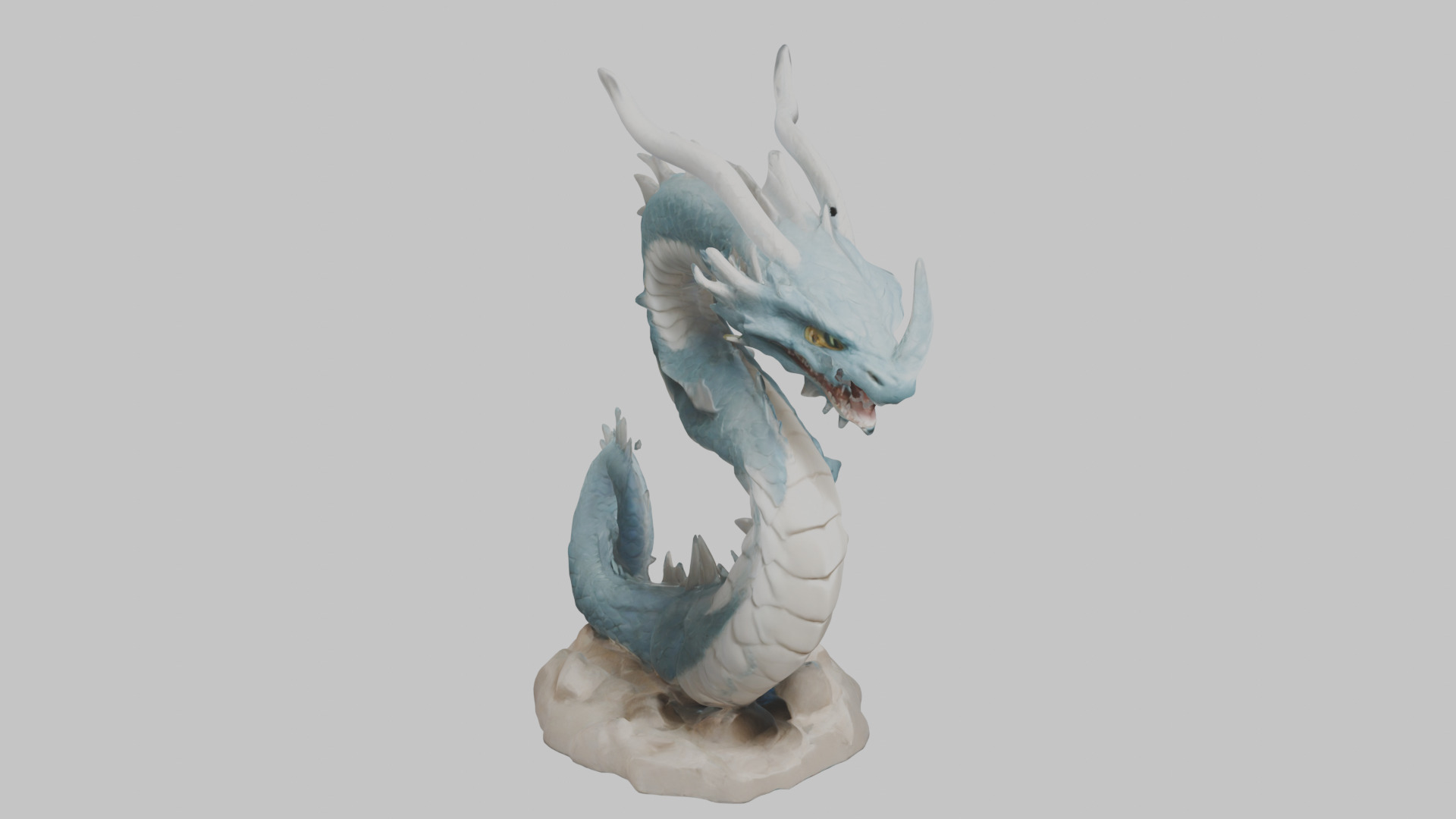 Blue Dragon Figure Low-poly 3D model_9