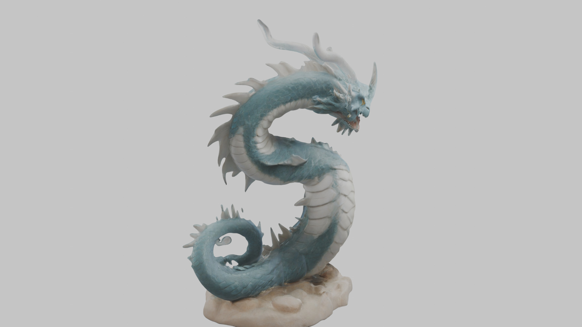 Blue Dragon Figure Low-poly 3D model_13