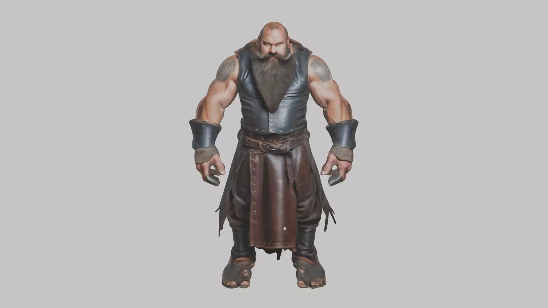 Strong Medieval Blacksmith Character Low-poly 3D model