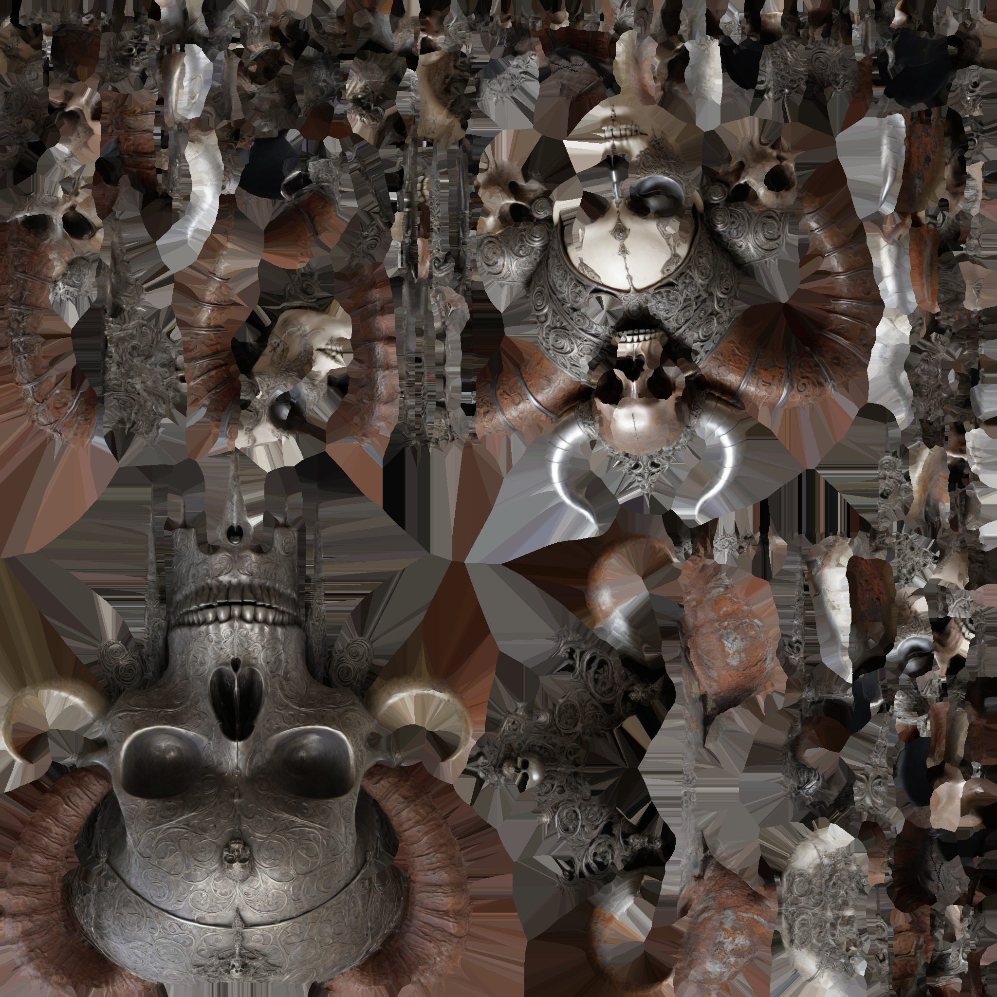 Horned Skull HR Giger Woman Scifi Head Bust Low-poly 3D model_16