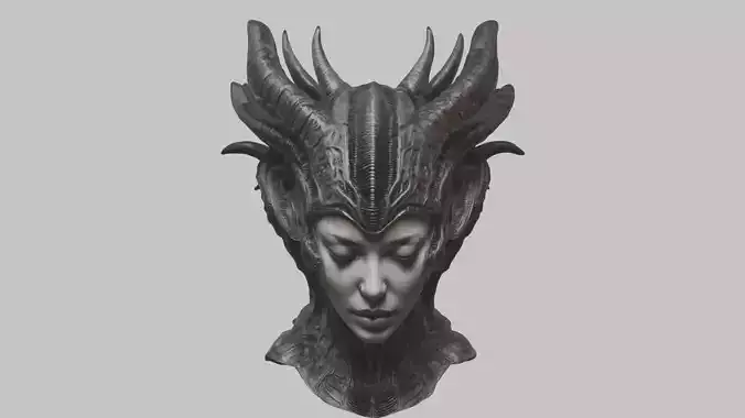 Alien Fantasy HR Giger Woman Scifi Head Bust 