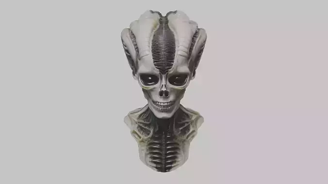 HR Giger Alien Human Head Bust Low-poly 3D model