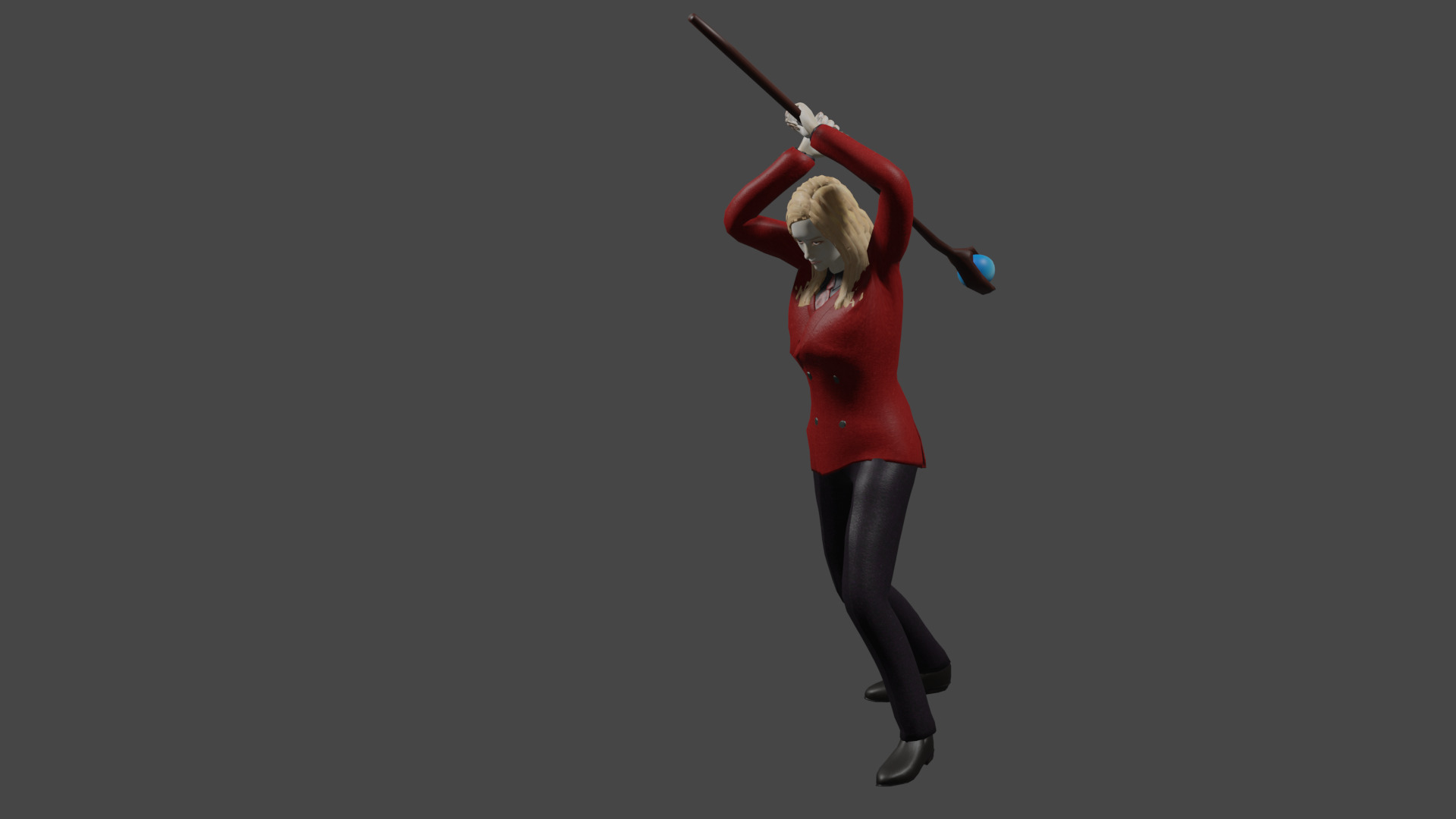 Modern Sorceress with rigs and animations Low-poly 3D model_1